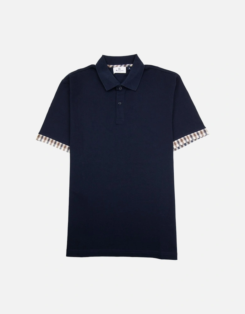 Supima Club Check Sleeves Polo Navy