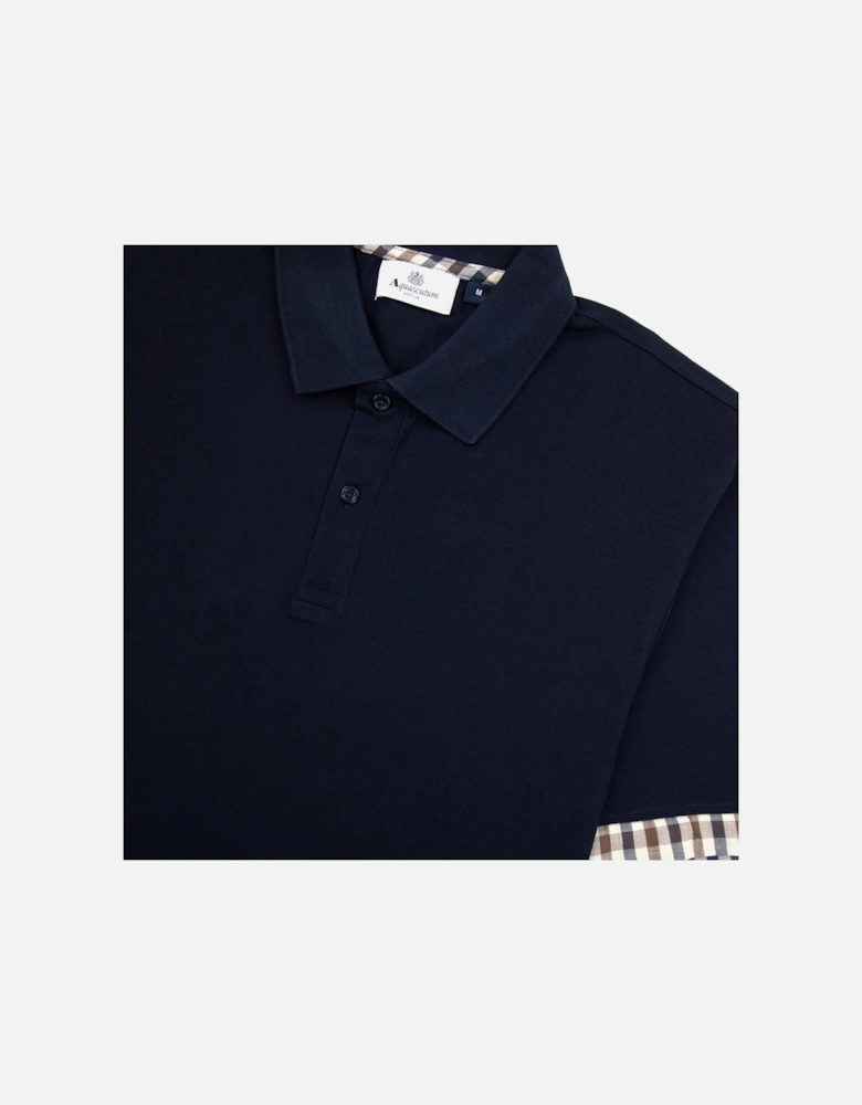 Supima Club Check Sleeves Polo Navy