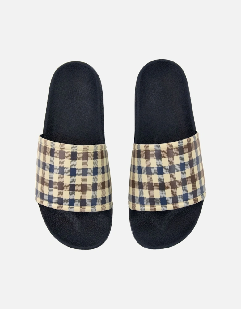 Beach Check Sliders Navy
