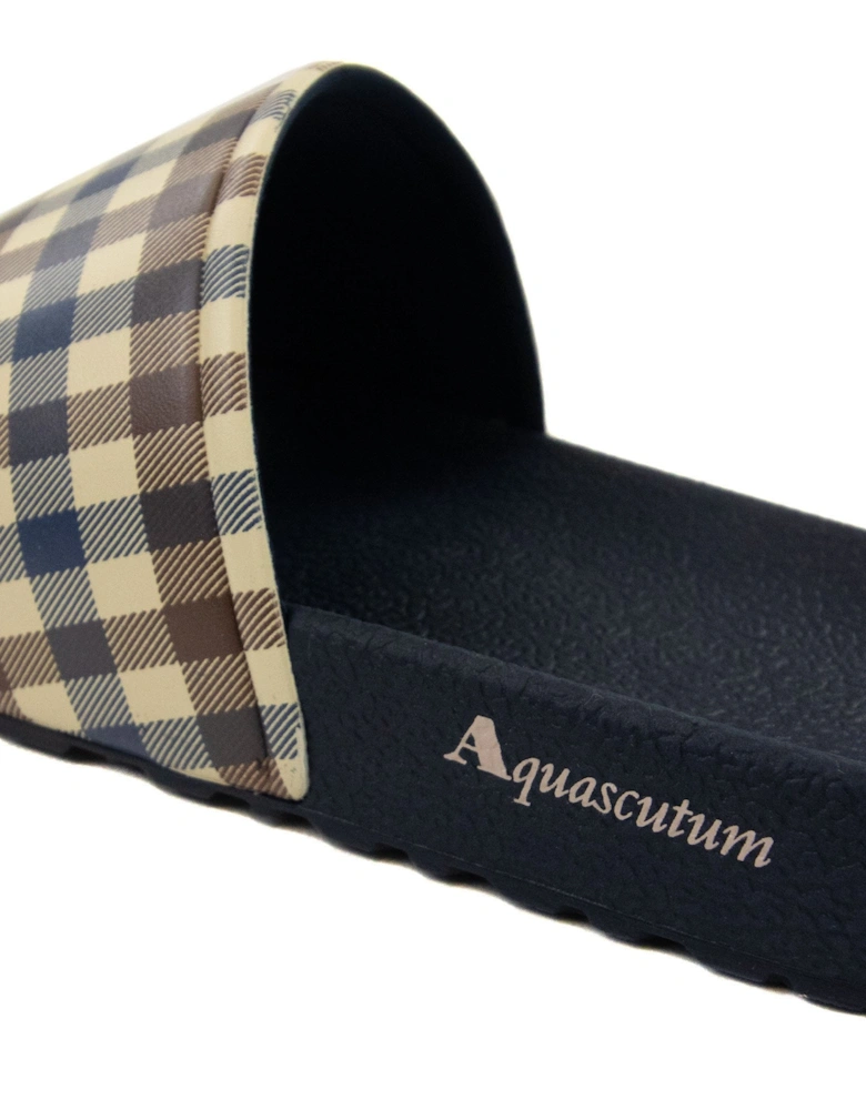 Beach Check Sliders Navy