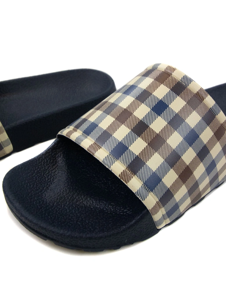 Beach Check Sliders Navy
