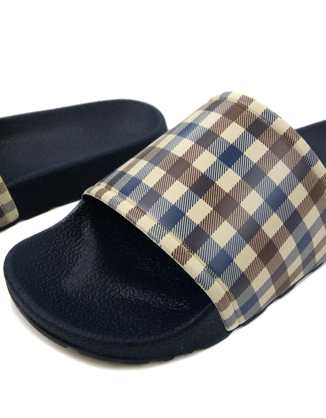 Beach Check Sliders Navy