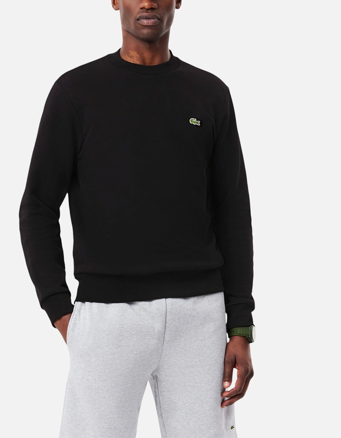 Lacoste Men's Black Sweatshirt Crew Neck Fleece Brushed Cotton Winter Jumper  44 2XL
