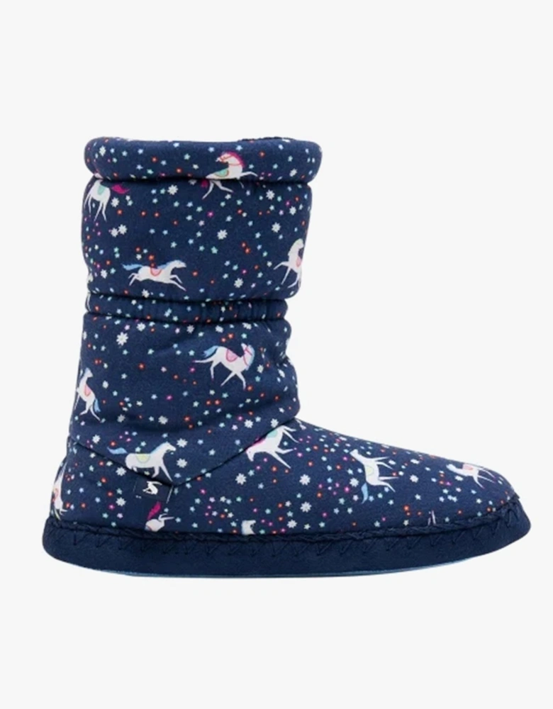 JNR PADABOUT Girls Bootie Slippers Blue Horse