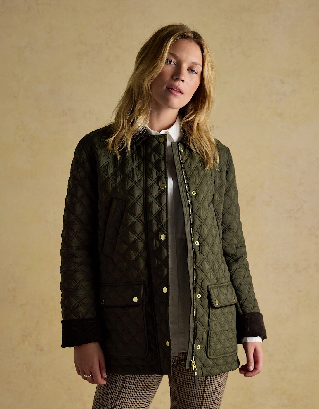 Beatrix Womens Showerproof Quilted Coat Khaki Green, 6 of 5