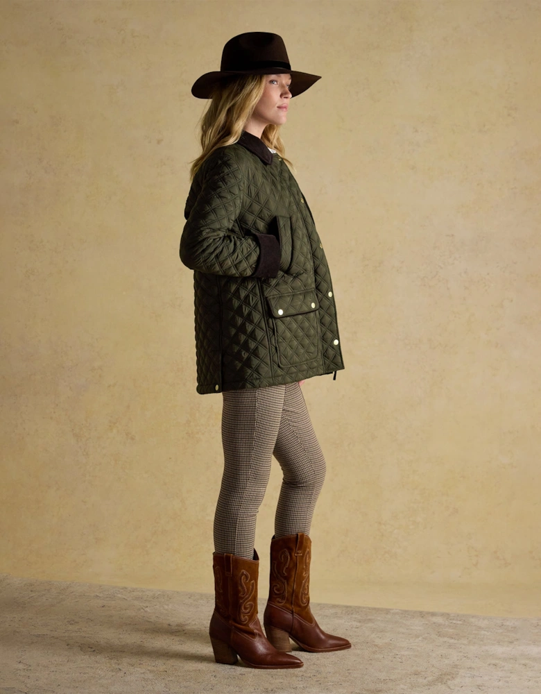 Beatrix Womens Showerproof Quilted Coat Khaki Green