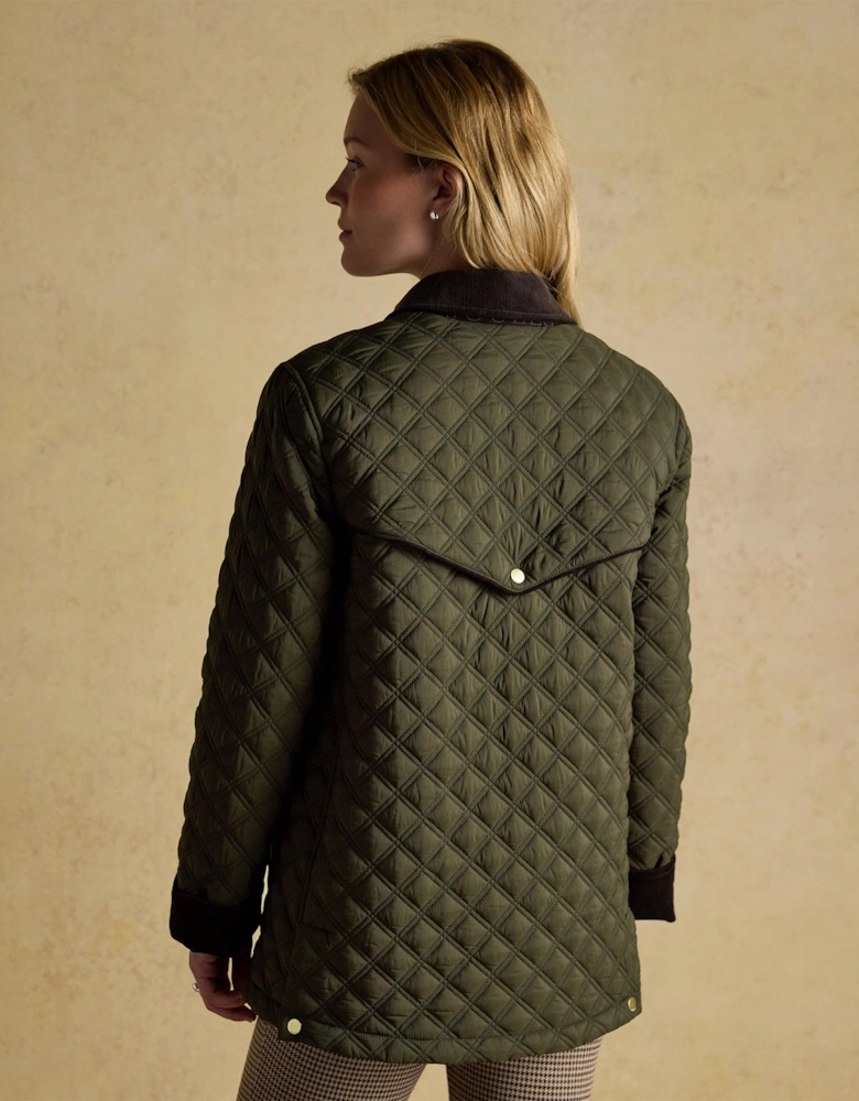 Beatrix Womens Showerproof Quilted Coat Khaki Green