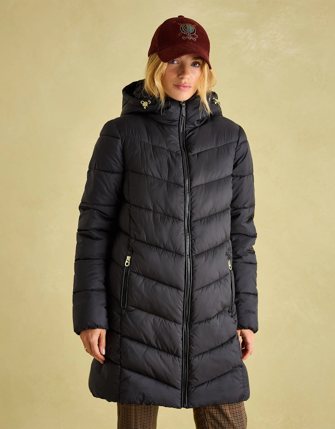 Moorsdale Womens Mid Length Showerproof Padded Coat with Hood Black