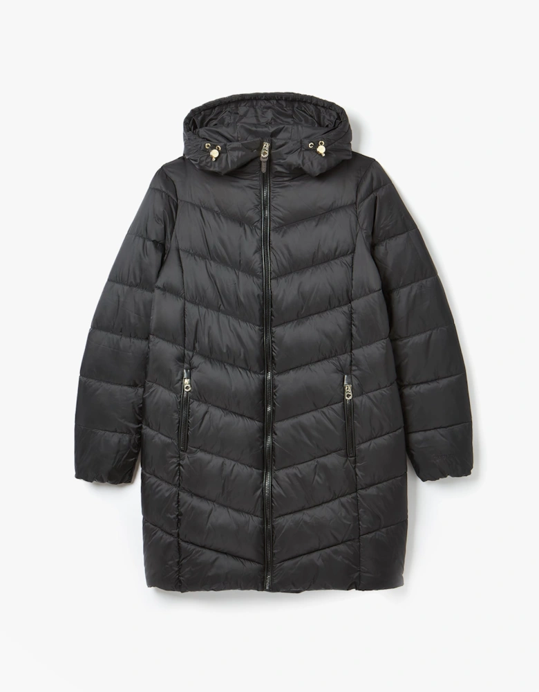 Moorsdale Womens Mid Length Showerproof Padded Coat with Hood Black