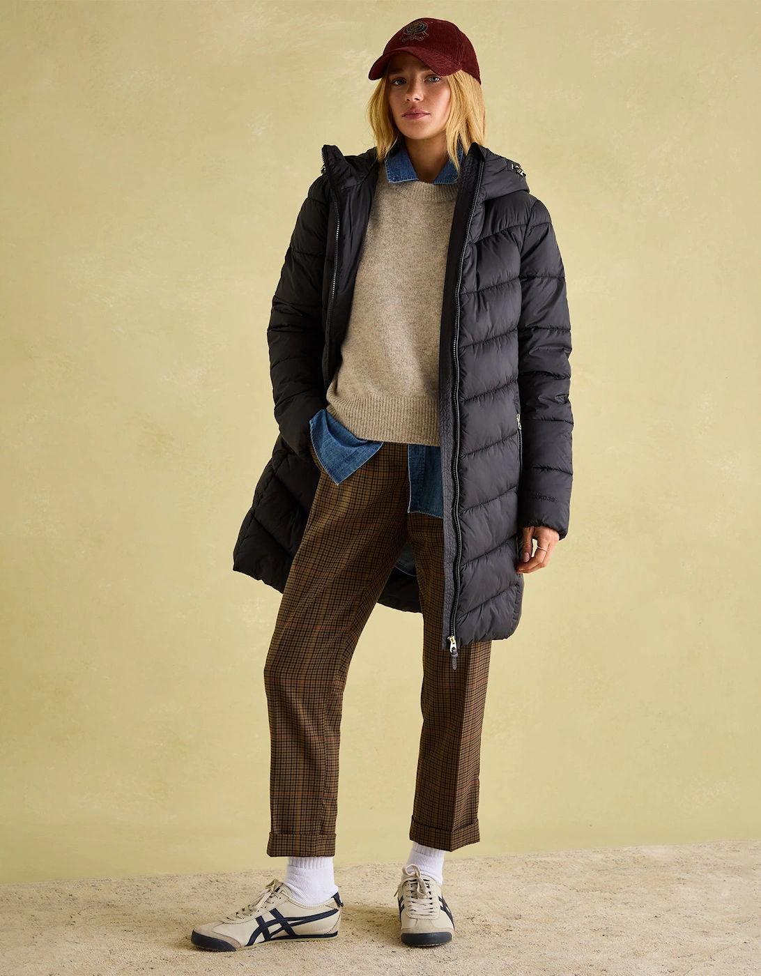 Moorsdale Womens Mid Length Showerproof Padded Coat with Hood Black