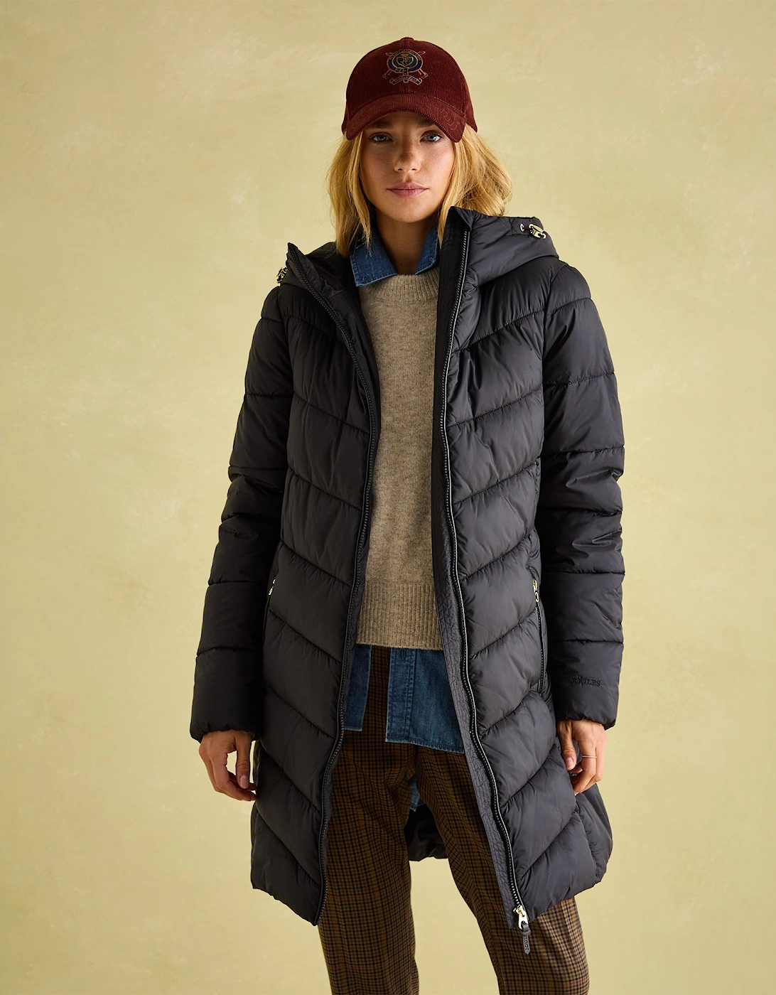 Moorsdale Womens Mid Length Showerproof Padded Coat with Hood Black