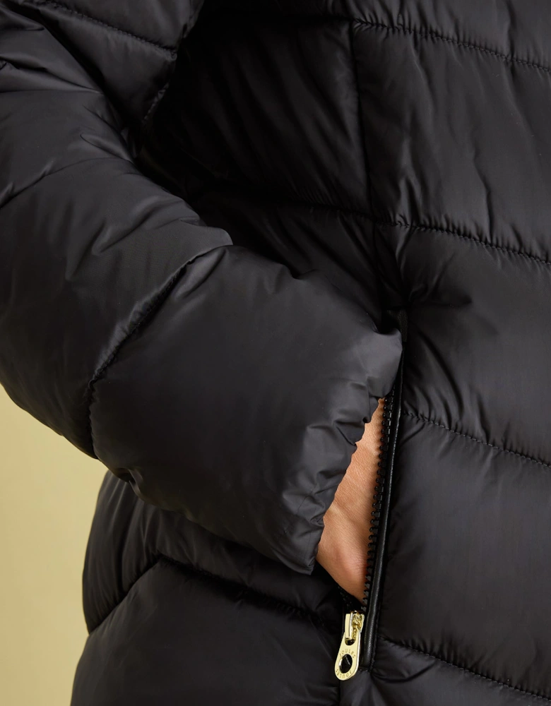 Moorsdale Womens Mid Length Showerproof Padded Coat with Hood Black