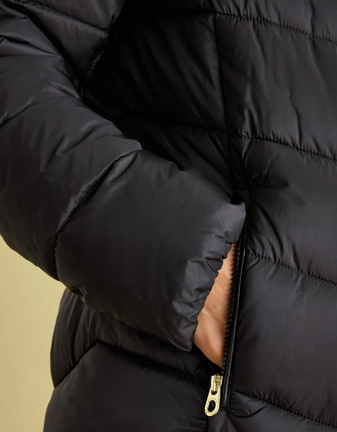 Moorsdale Womens Mid Length Showerproof Padded Coat with Hood Black