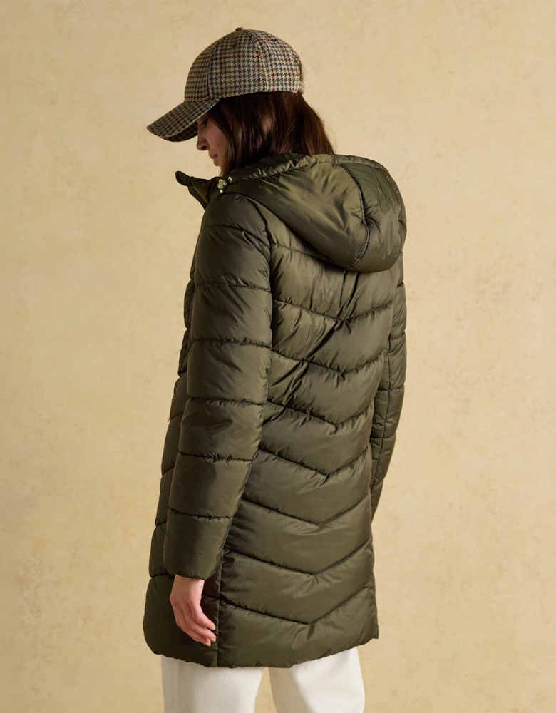 Moorsdale Womens Mid Length Showerproof Padded Coat with Hood Khaki