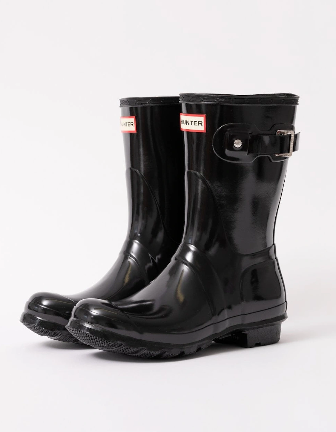 Women's Hunter Womens Original Short Gloss Wellington Boots - Black - Size: 6
