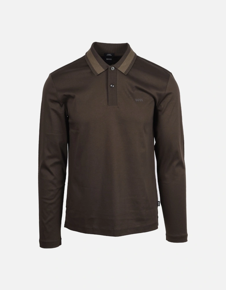 Boss Black Pleins Long Sleeve Polo Open Green