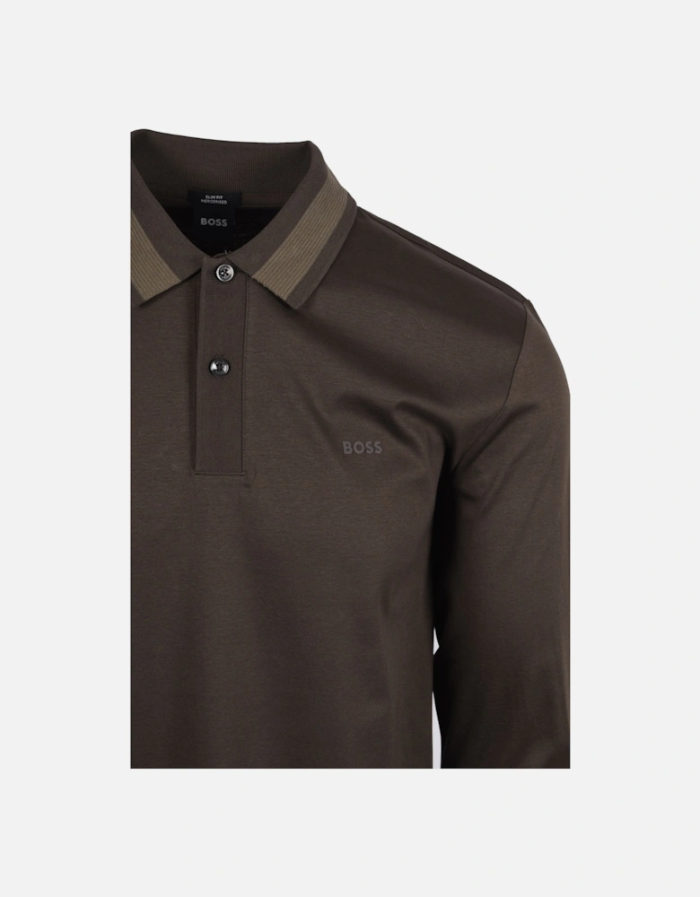 Boss Black Pleins Long Sleeve Polo Open Green