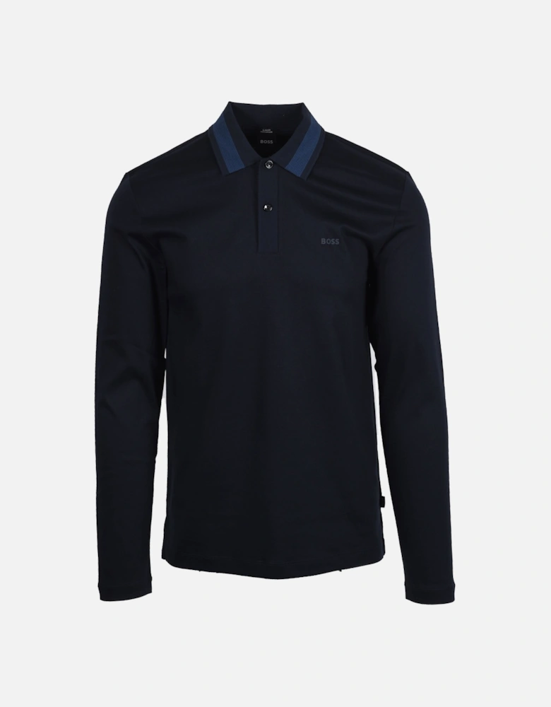 Boss Black Pleins Long Sleeve Polo Dark Blue