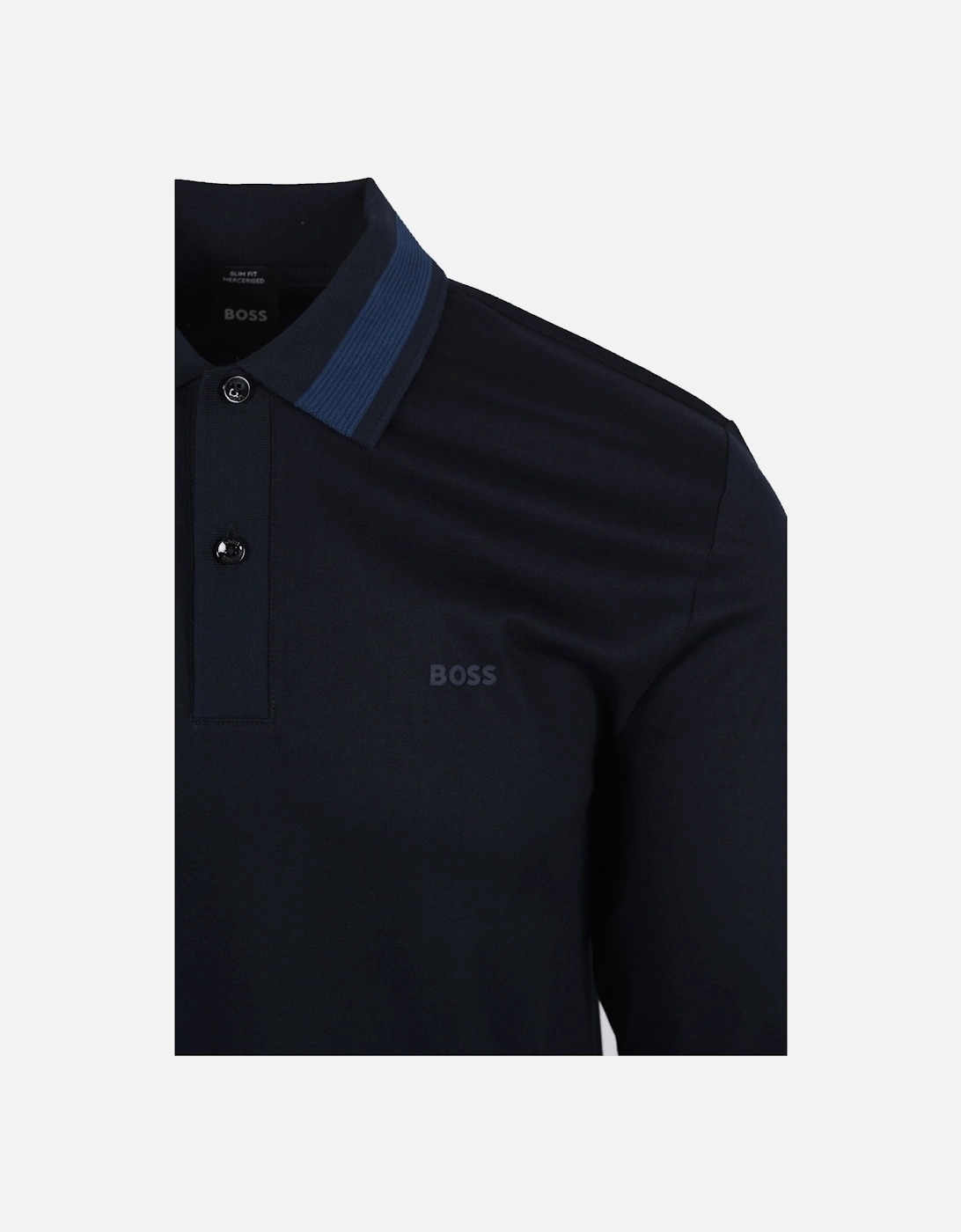 Boss Black Pleins Long Sleeve Polo Dark Blue