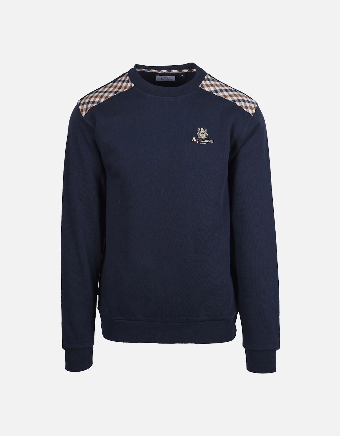 Club Check Shoulder Crew Neck Sweatshirt Navy, 4 of 3
