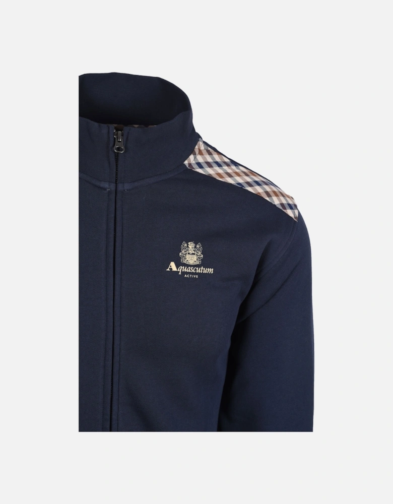Club Check Shoulder Full Zip Sweatshirt Navy