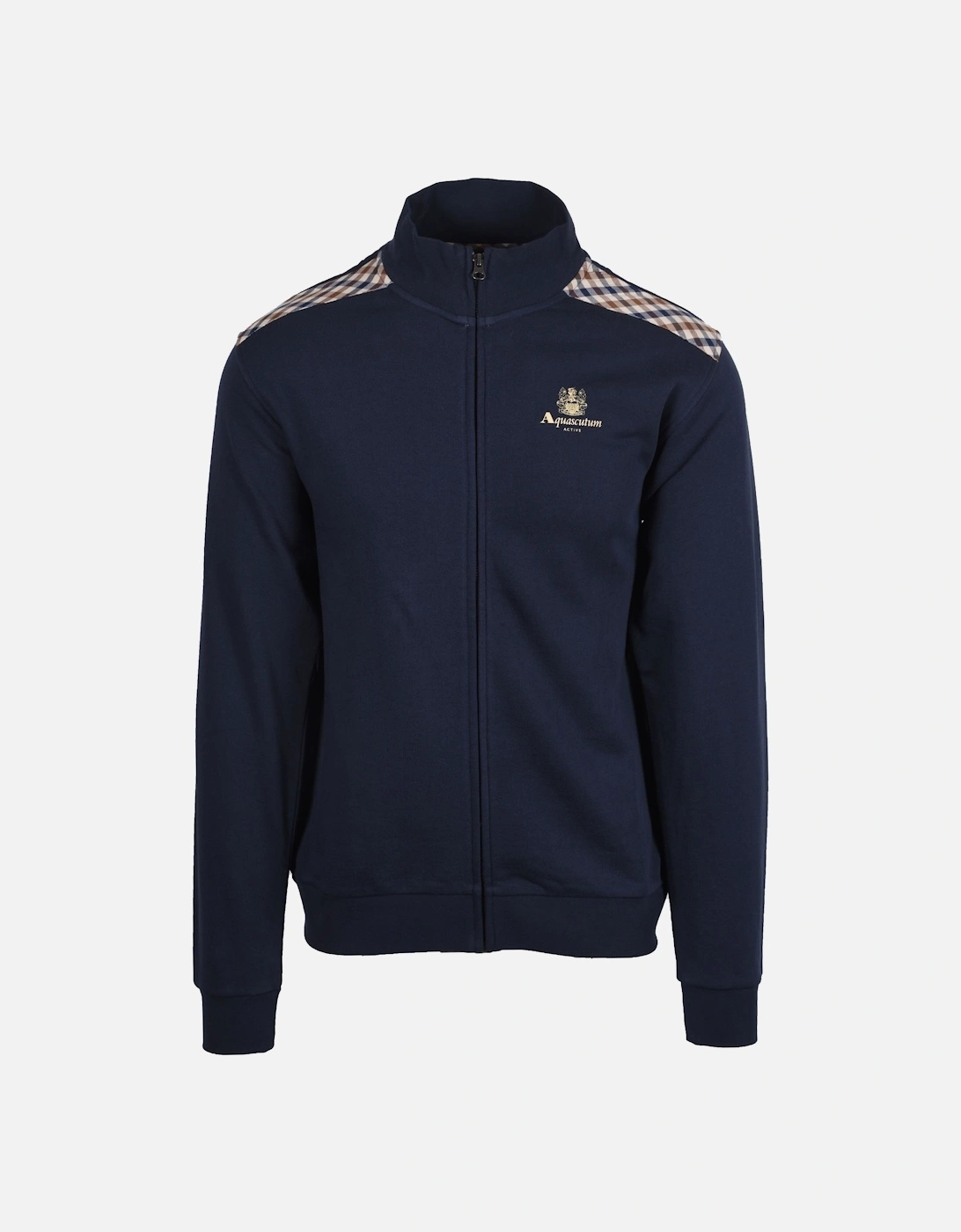 Club Check Shoulder Full Zip Sweatshirt Navy, 4 of 3