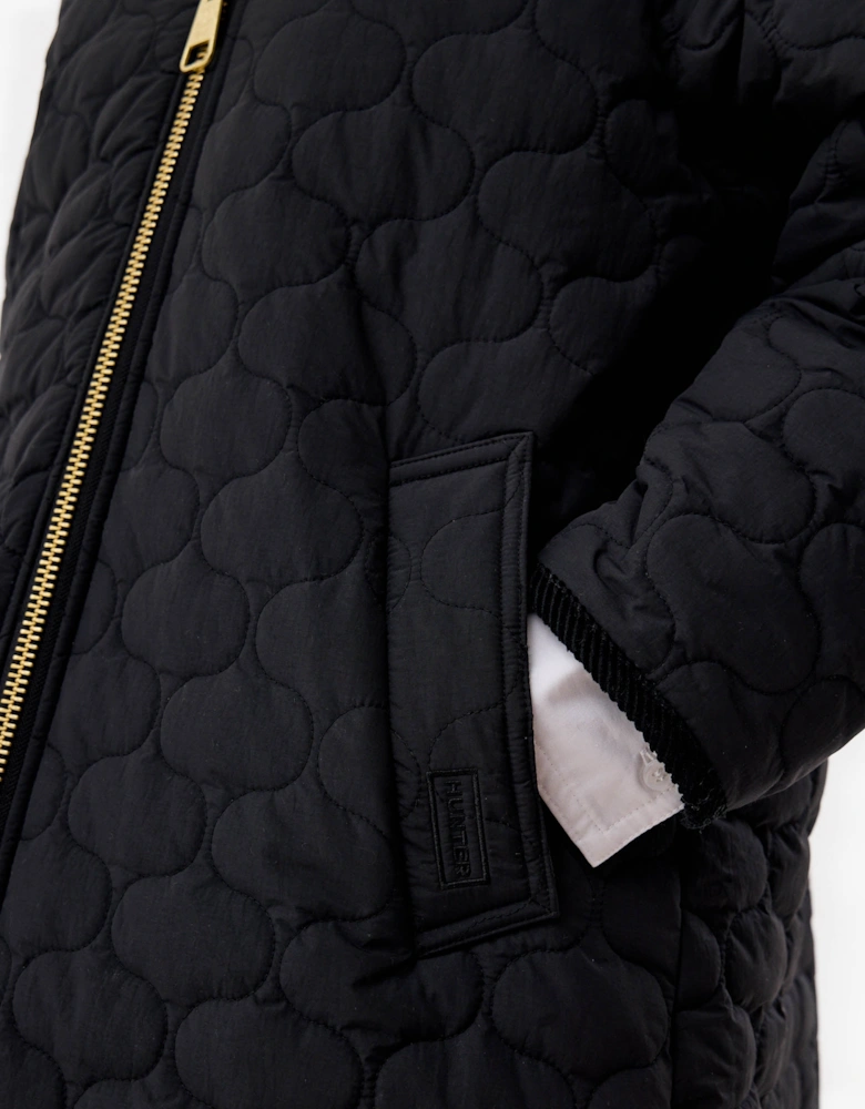 Fionn Womens Long Quilted Jacket - Black