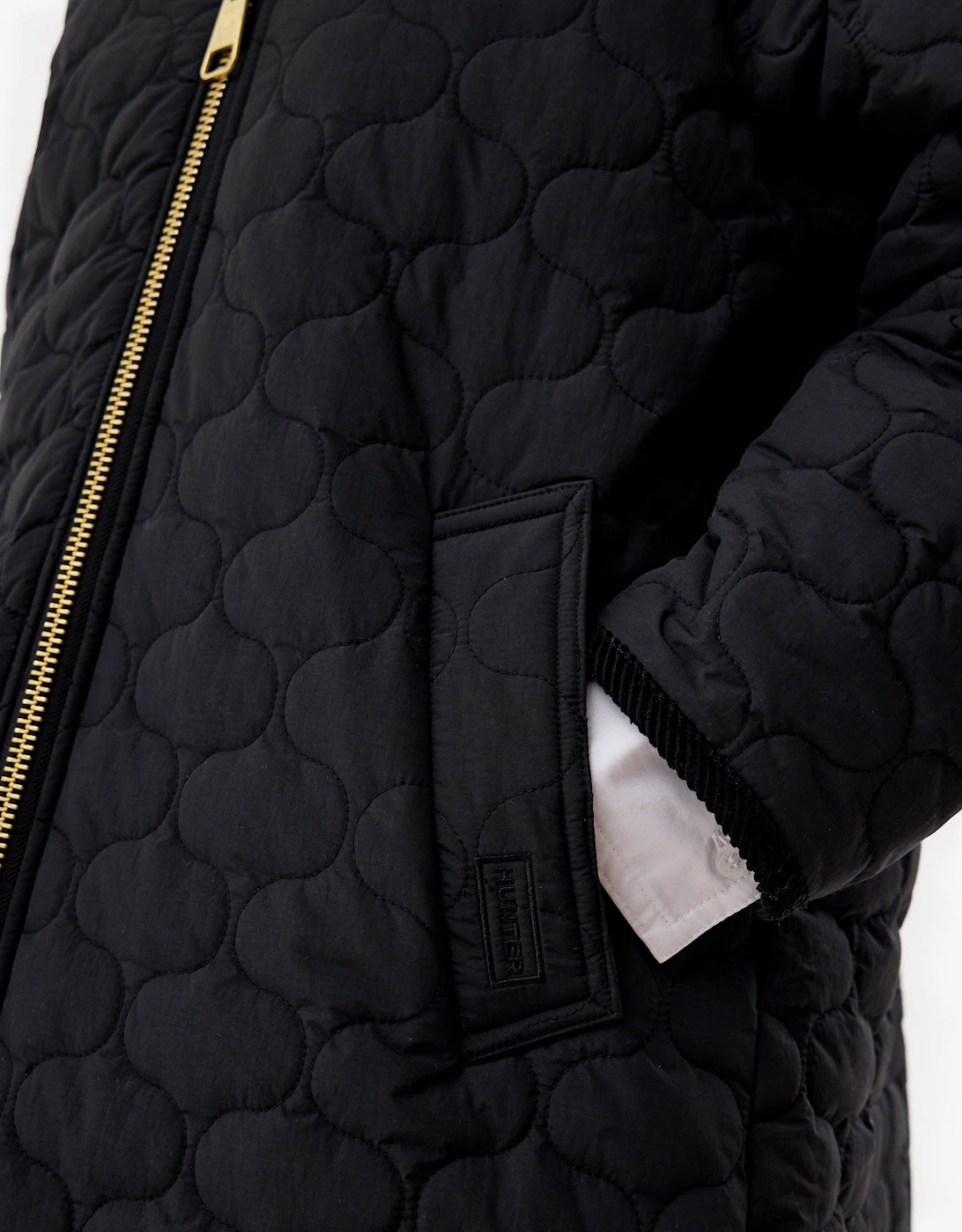 Fionn Womens Long Quilted Jacket - Black