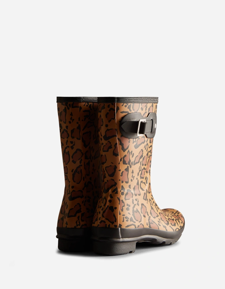 Womens Original Short Leopard Print Boot - Rich Tan/Saddle/Black