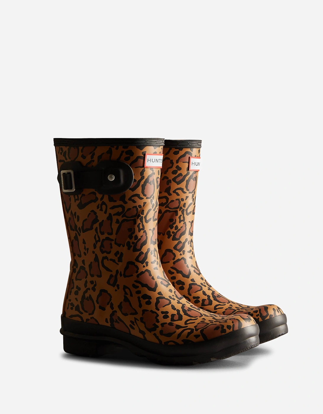 Womens Original Short Leopard Print Boot - Rich Tan/Saddle/Black