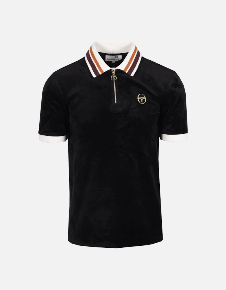 Mahony Half Zip Velour Polo Black/Gold