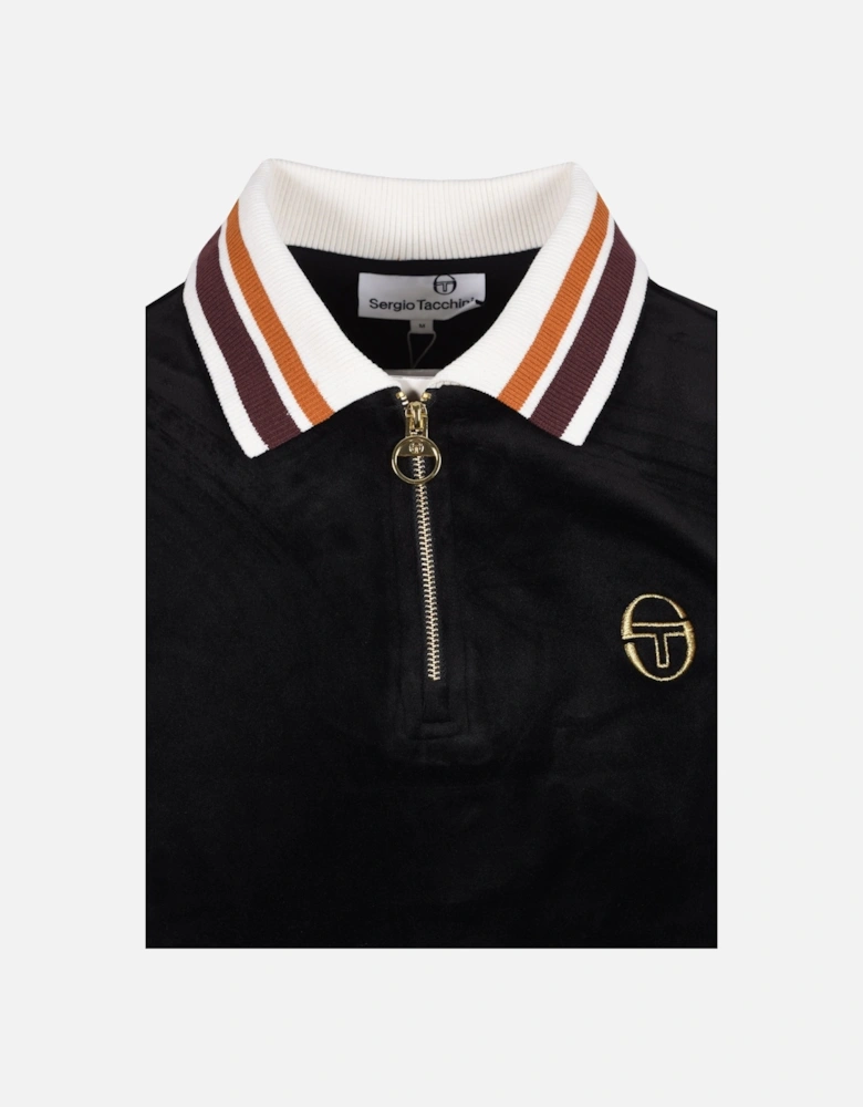 Mahony Half Zip Velour Polo Black/Gold