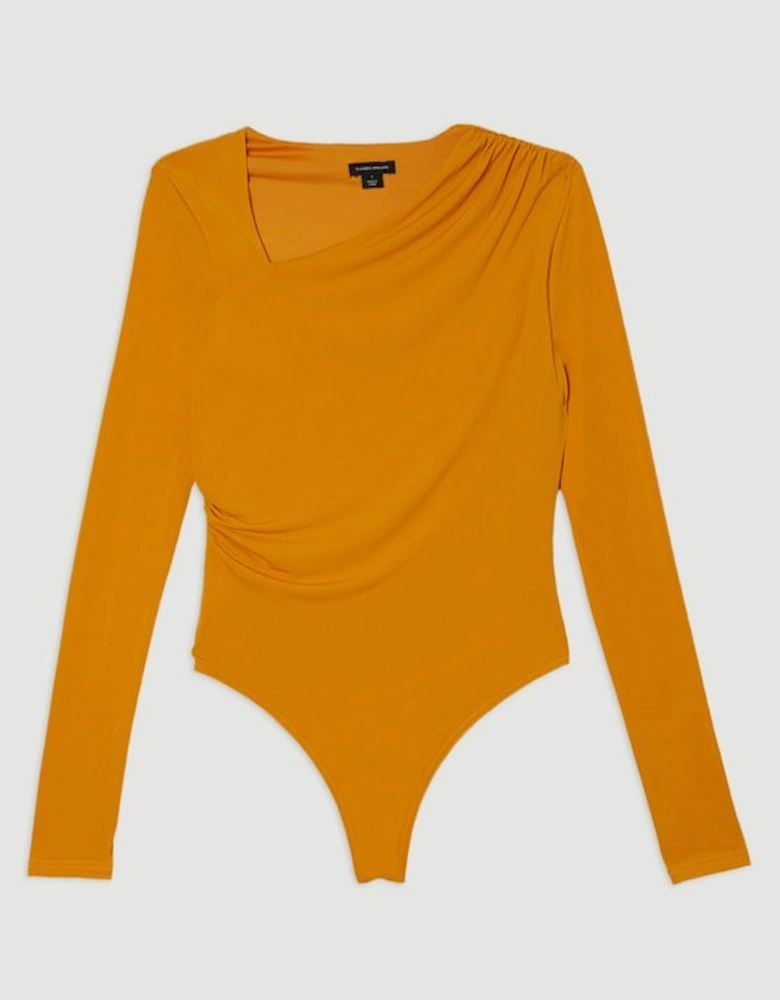 Jersey Crepe Long Sleeve Ruched Bodysuit