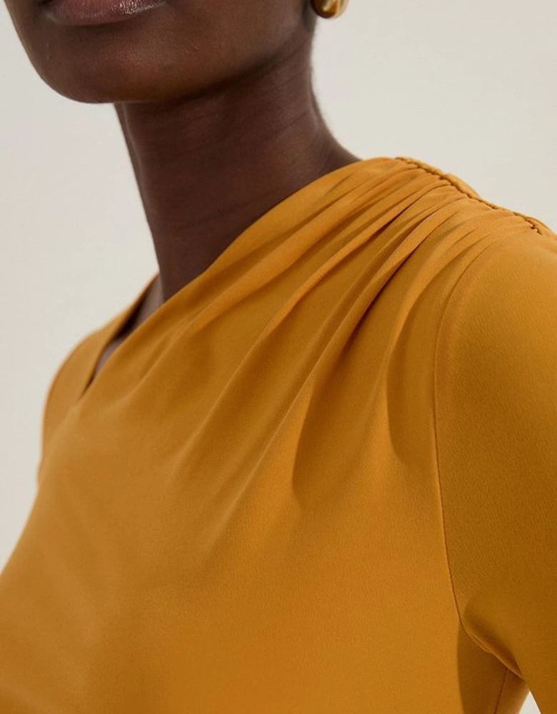 Jersey Crepe Long Sleeve Ruched Bodysuit