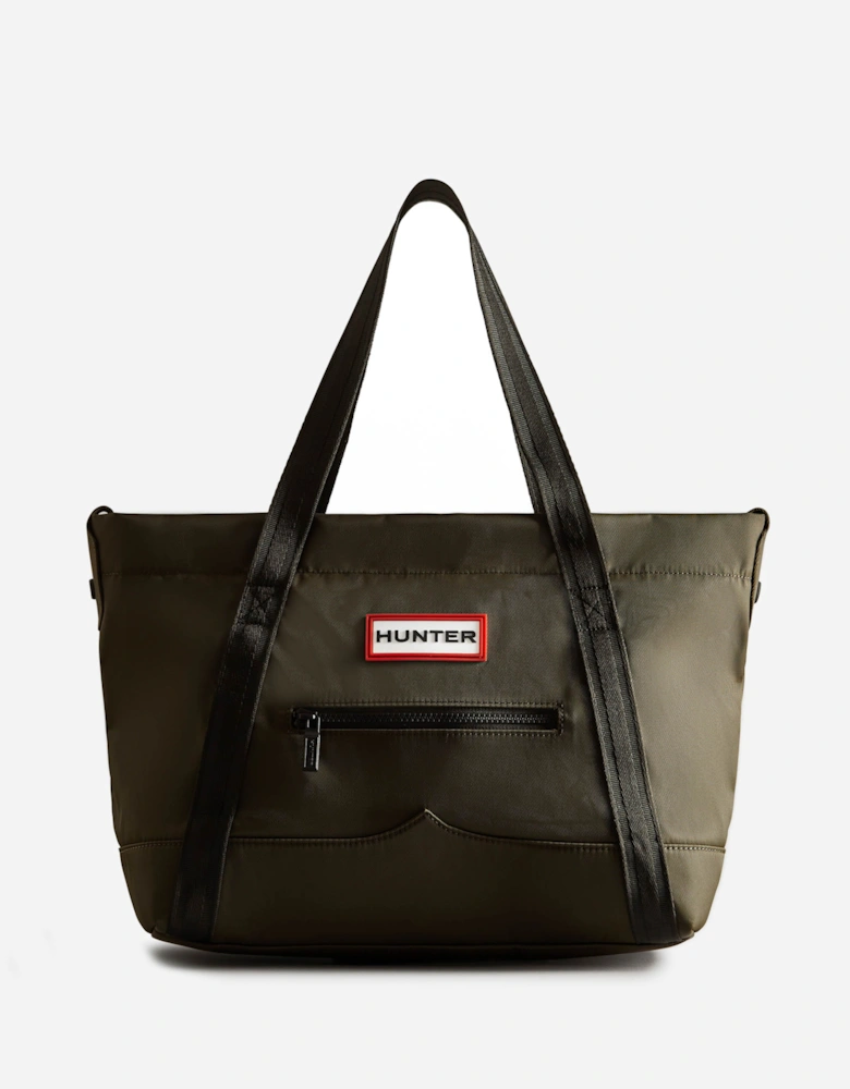 Nylon Midi Topclip Tote - Dark Olive