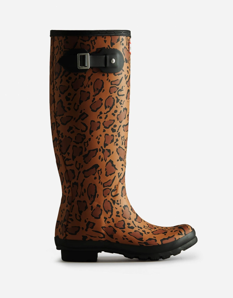 Womens Original Tall Leopard Print Boot - Rich Tan/Saddle/Black