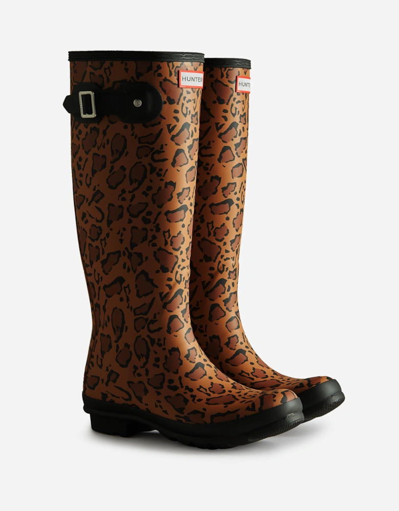 Womens Original Tall Leopard Print Boot - Rich Tan/Saddle/Black