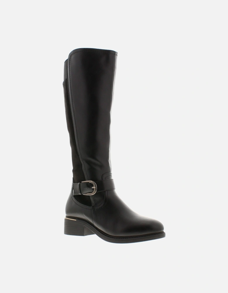 Platino Womens Ankle Boots Basle Zip Fastening Elastic Gusset Black UK Size