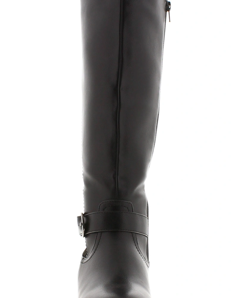 Platino Womens Ankle Boots Basle Zip Fastening Elastic Gusset Black UK Size