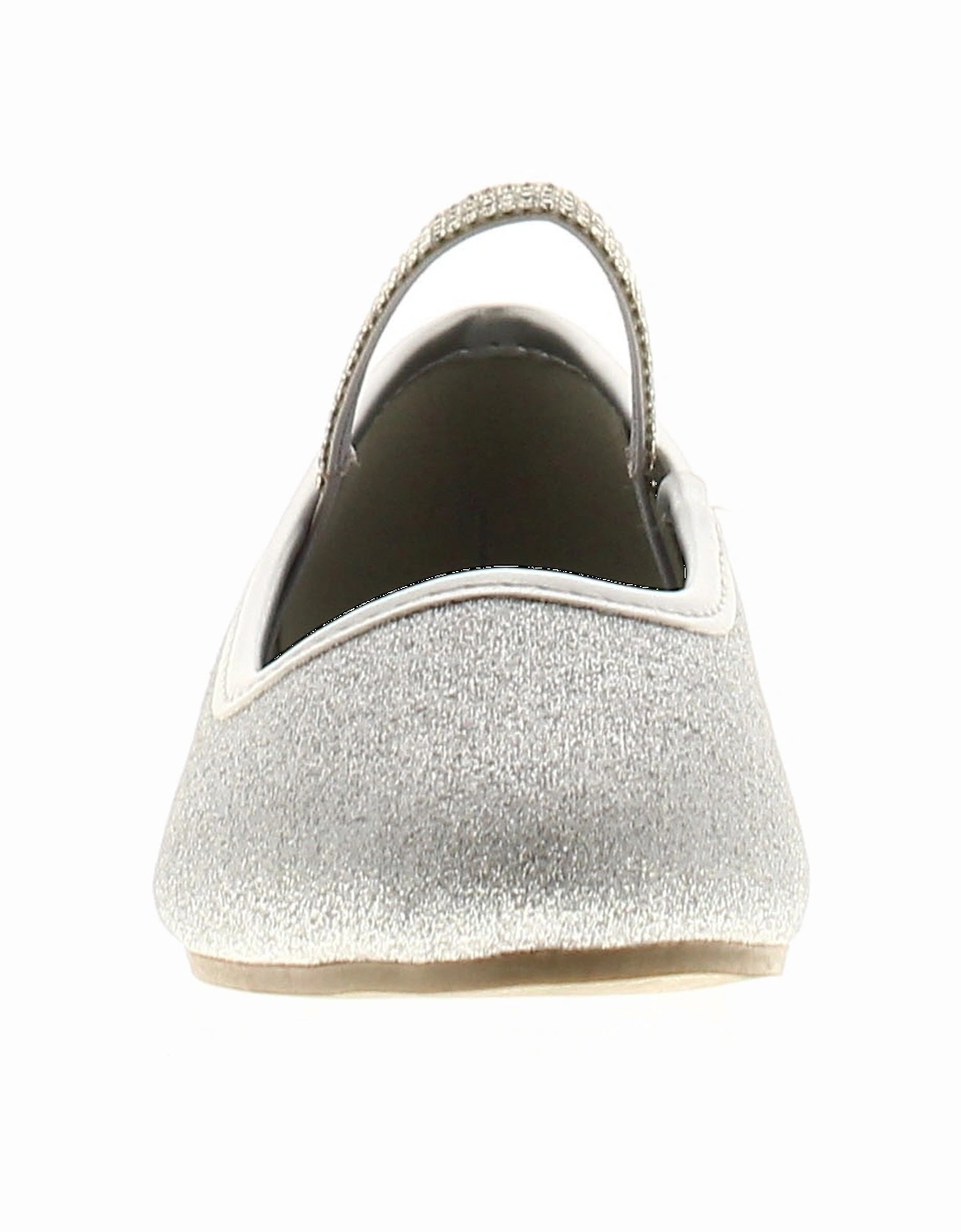 Girls Shoes Annie Slip On Party Flat Sparkle Silver UK Size