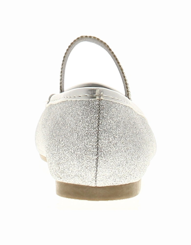 Girls Shoes Annie Slip On Party Flat Sparkle Silver UK Size
