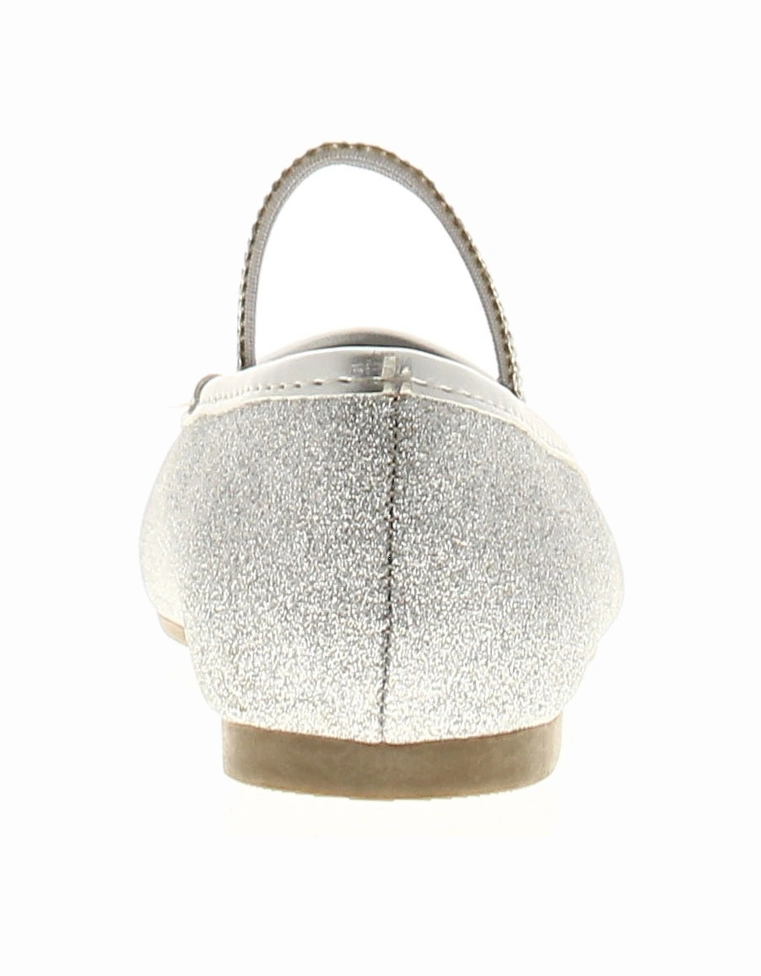 Girls Shoes Annie Slip On Party Flat Sparkle Silver UK Size