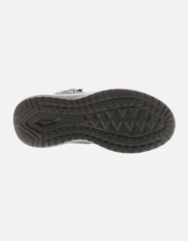 Womens Ankle Boots Alma Plush Lining Faux Fur Trim Navy UK Size