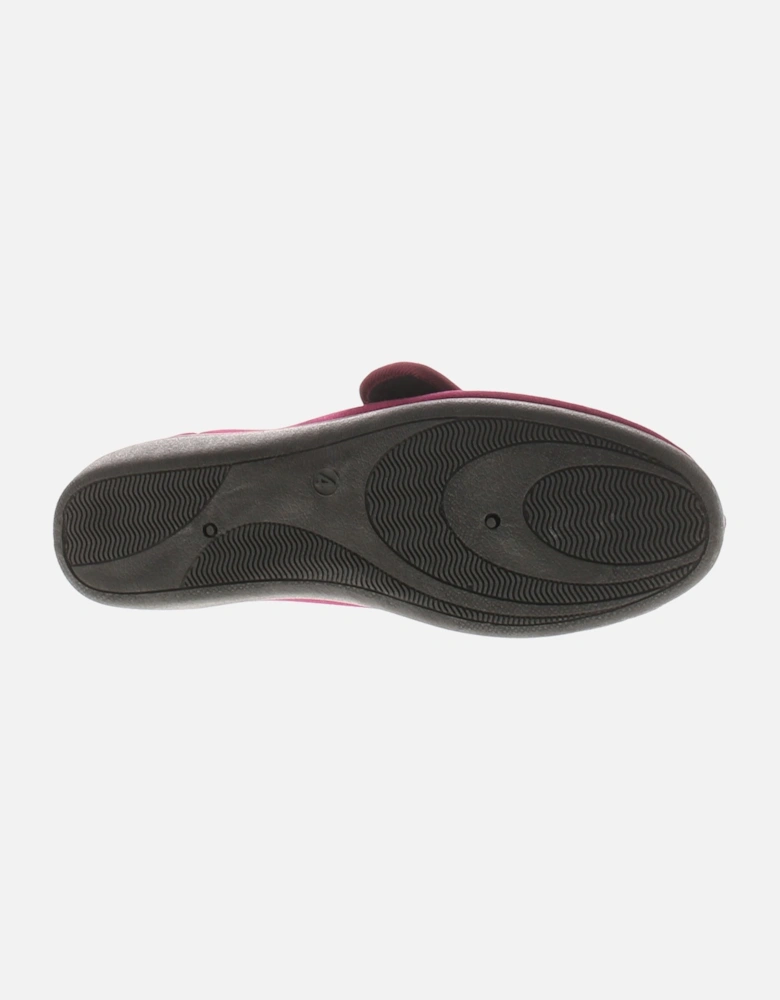 Womens Slipper Boots Bloom Velour Touch Fastening Plush Lining Red UK