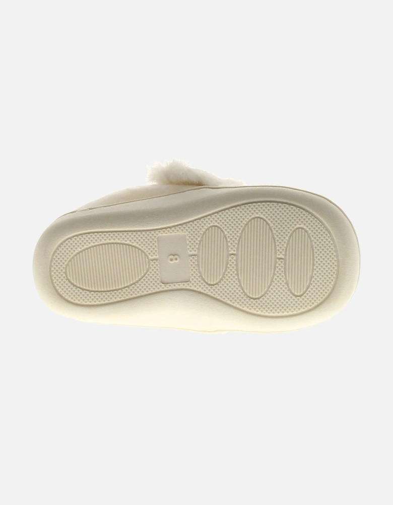 Girls Slippers Ballerina Touch Fastening Cosy White UK Size