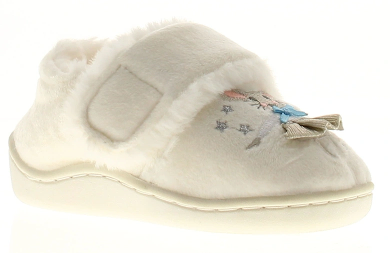 Girls Slippers Ballerina Touch Fastening Cosy White UK Size