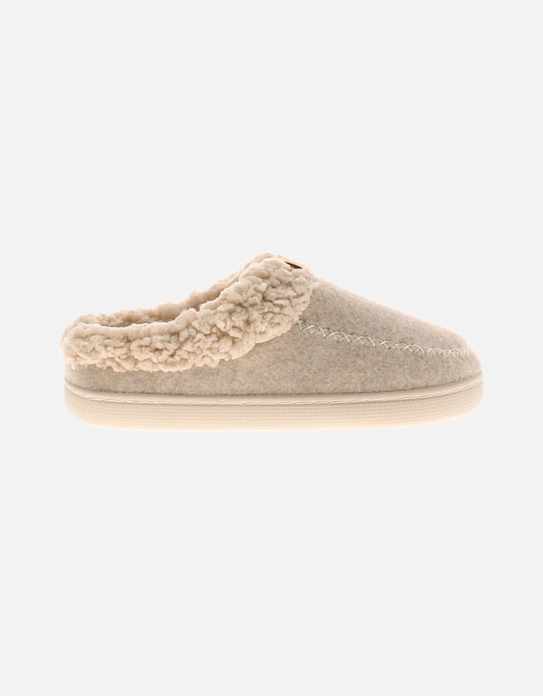 Womens Mule Slippers Borg Lining Fleece beige UK Size