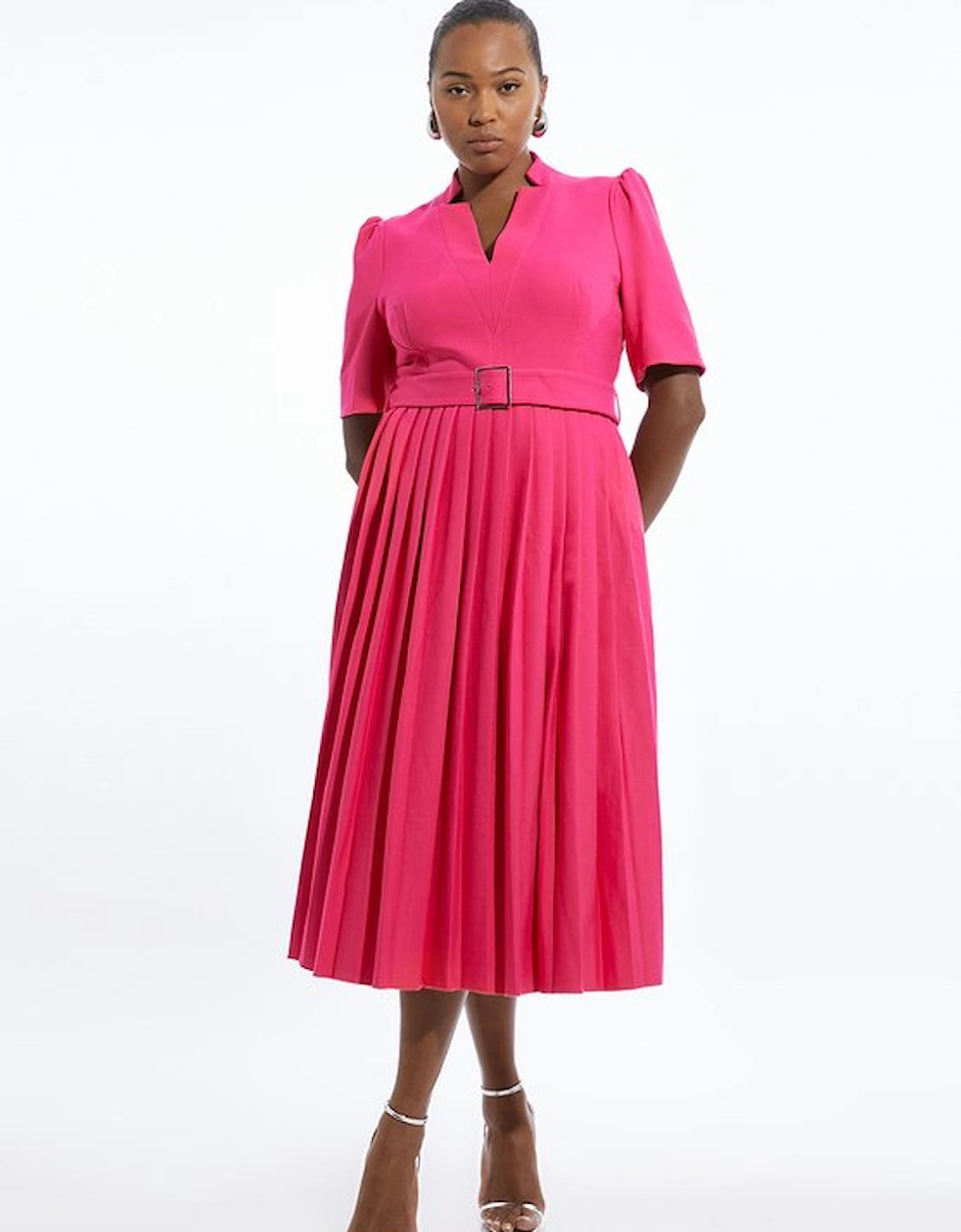 Plus Size Structured Crepe Forever Pleat Dress, 2 of 1