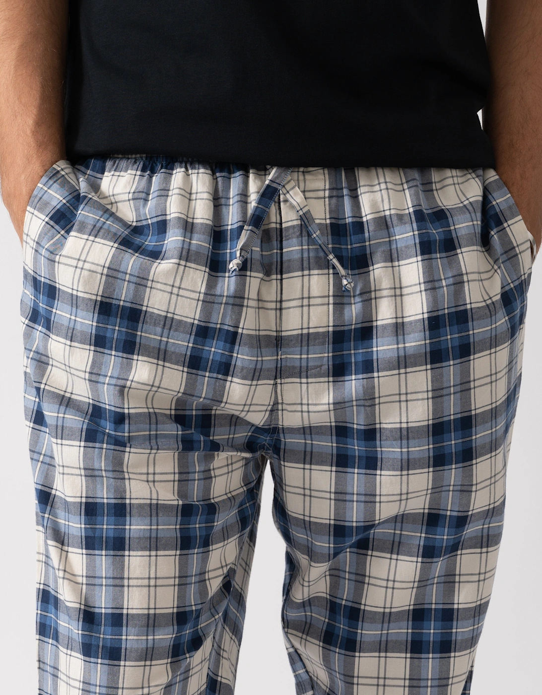 Mens Checked Pyjama Pants - 473 Blue Water