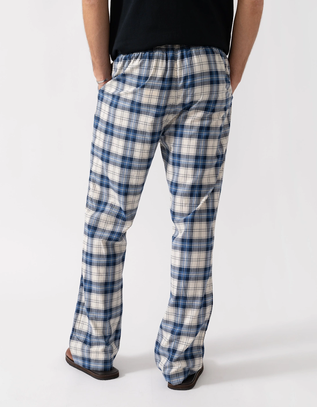 Mens Checked Pyjama Pants - 473 Blue Water